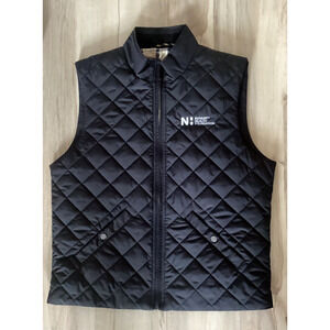 Brooks Brothers Quilted Vest Mens L- XL Black Full Zip Pockets Company Logo